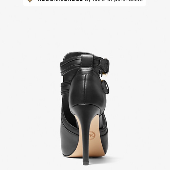 MICHAEL Michael Kors Black Heeled Boots with Gold Buckles Size 9.5 - Picture 3 of 10